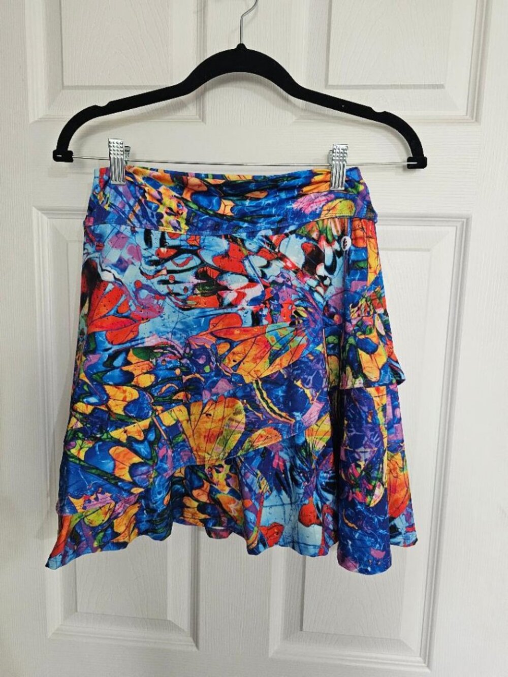 DONA JO Vibrant asymmetrical ruffles Pickleball Glide Skirt /skort sz 1.5 Med